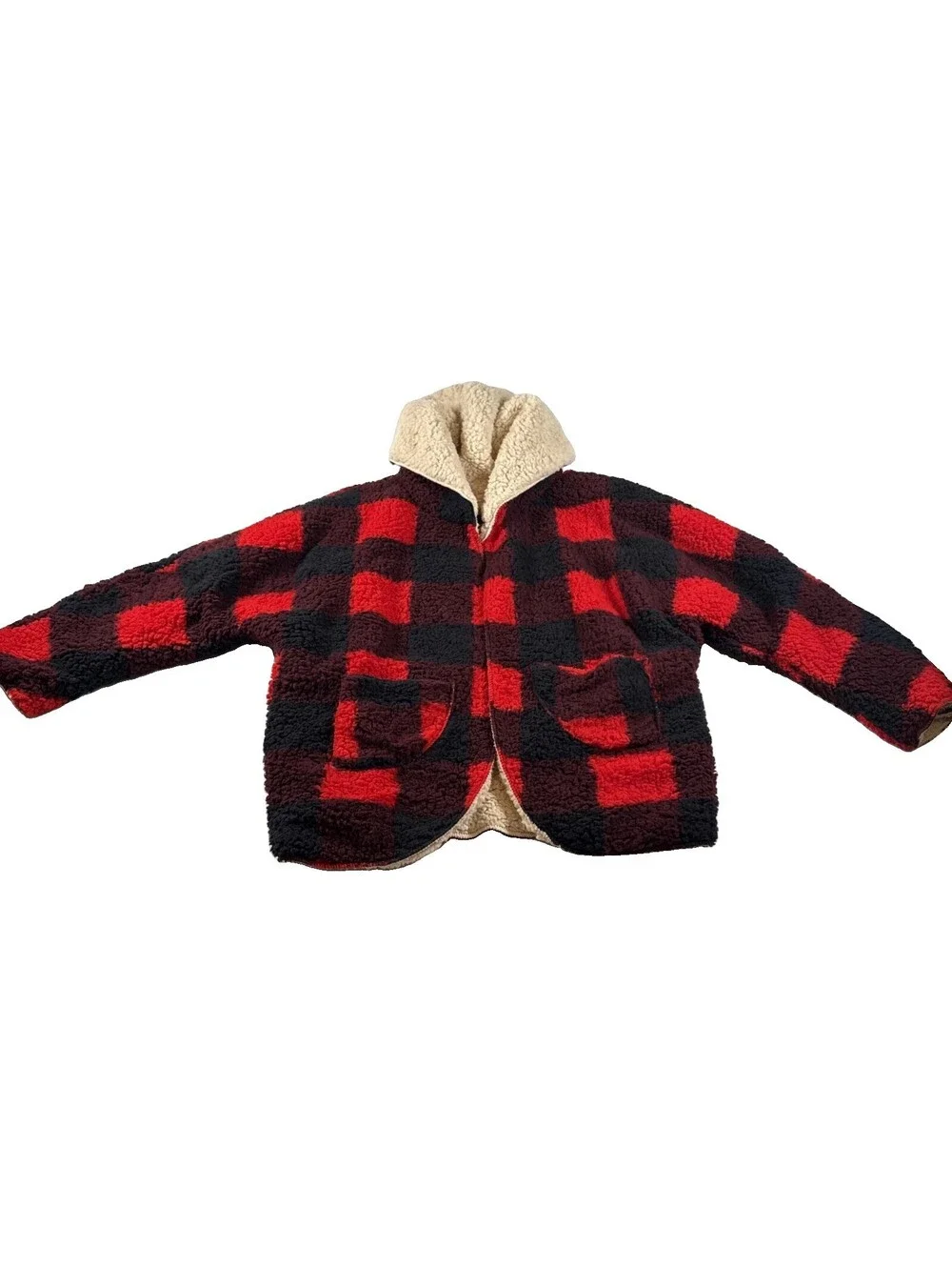 SweetRain Fleece Hooded Jacket Plaid Sz S Pre Owned Very Clean